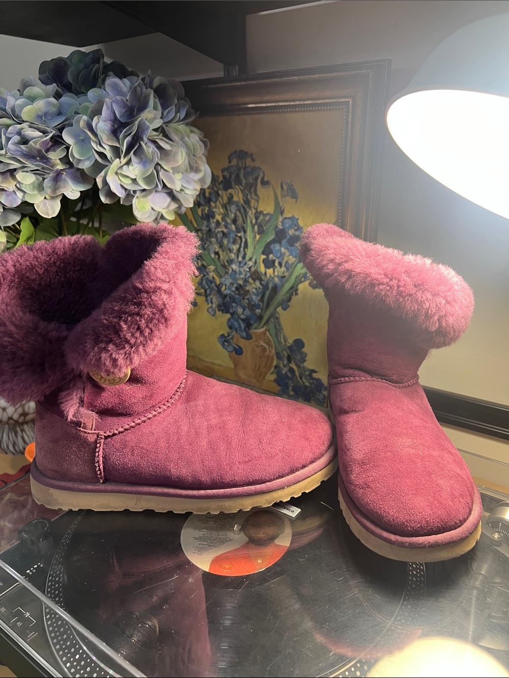 UGG Women's Short Shearling Boots in Plum